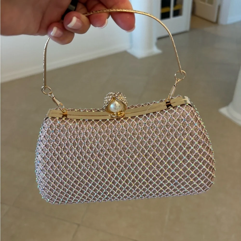 Elegant Gold and Pink Clutch